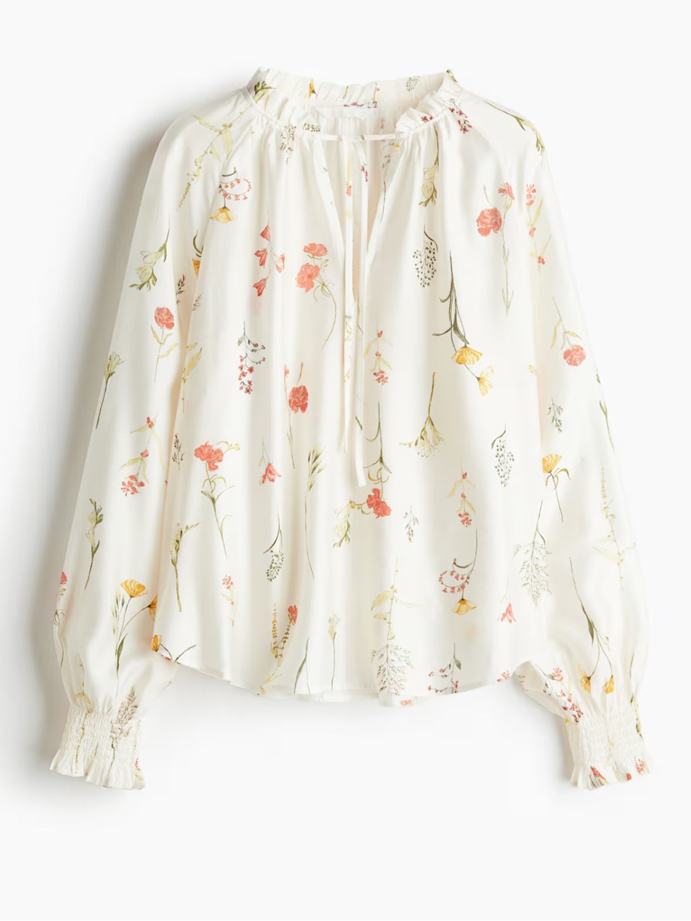 Floral Peasant Blouse - White